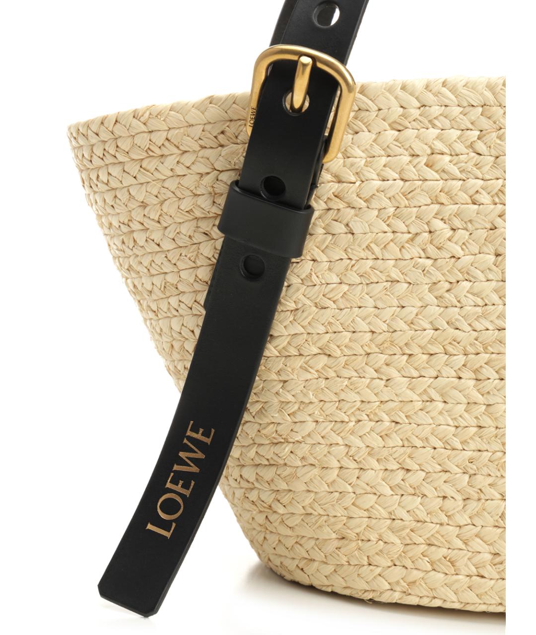 LOEWE Бежевая пелетеная сумка тоут, фото 5