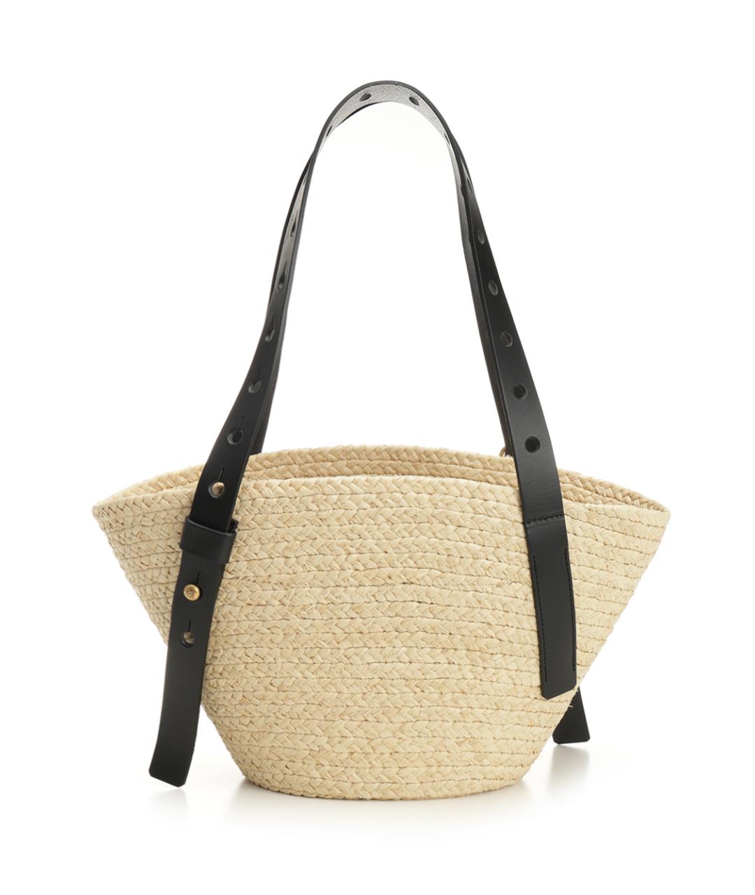 LOEWE Бежевая пелетеная сумка тоут, фото 3