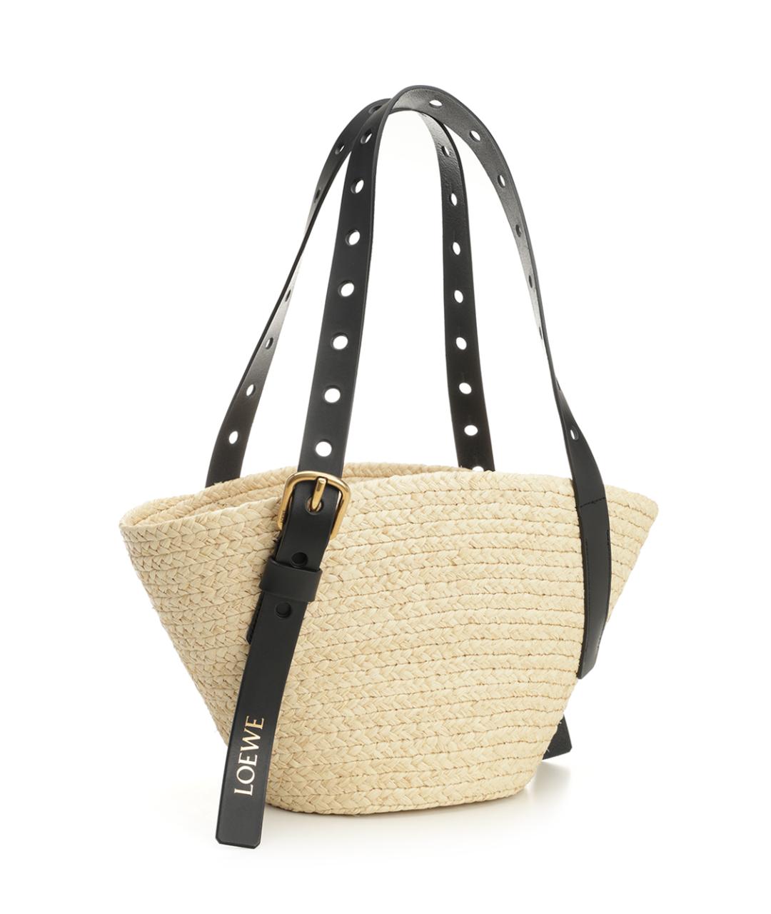 LOEWE Бежевая пелетеная сумка тоут, фото 2