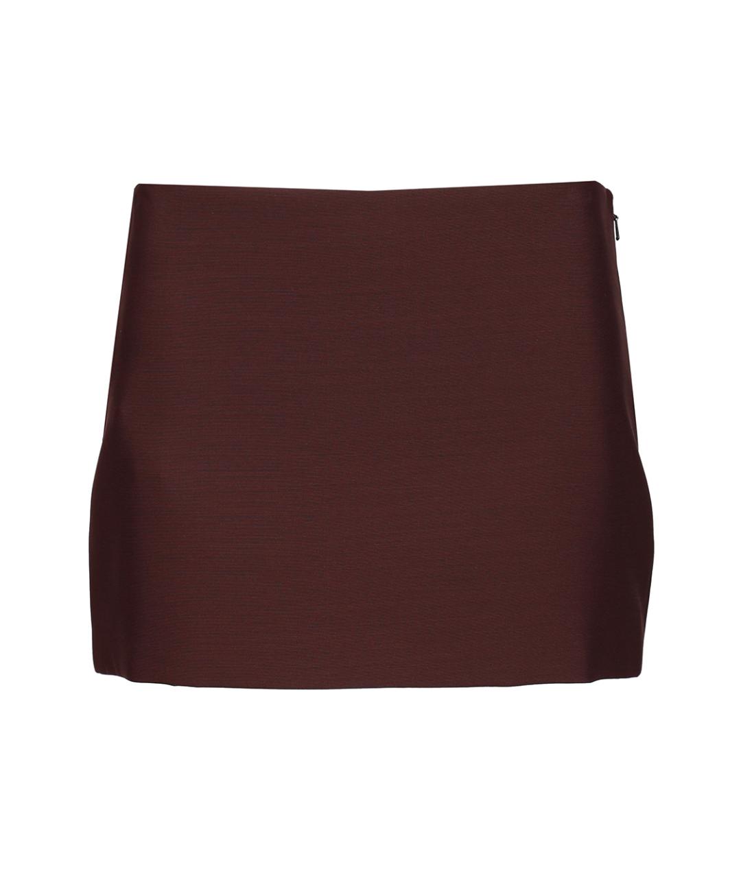 KHAITE Бордовая шелковая юбка мини, фото 1