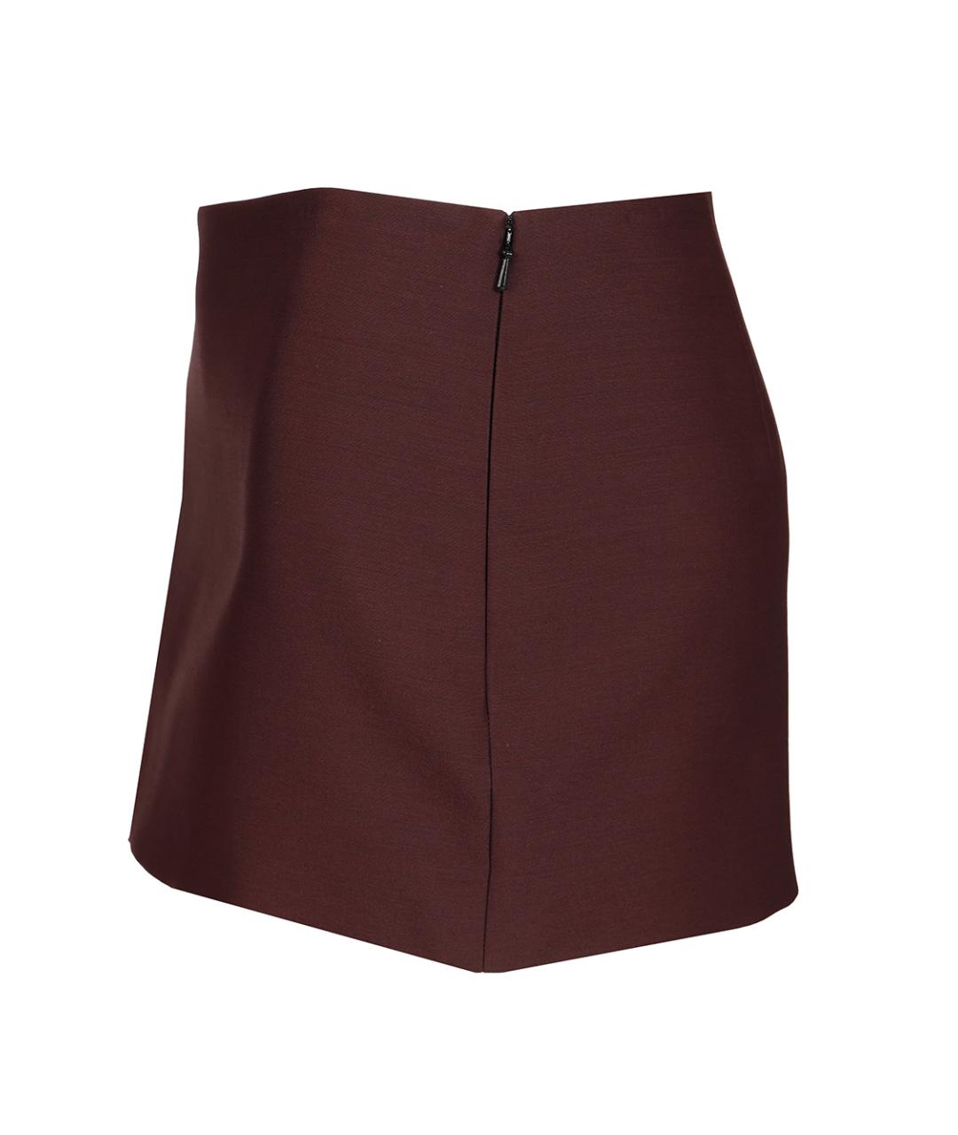 KHAITE Бордовая шелковая юбка мини, фото 3