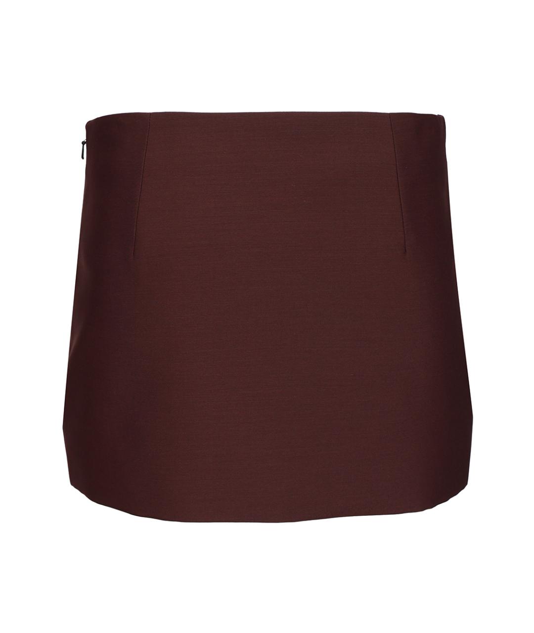 KHAITE Бордовая шелковая юбка мини, фото 2