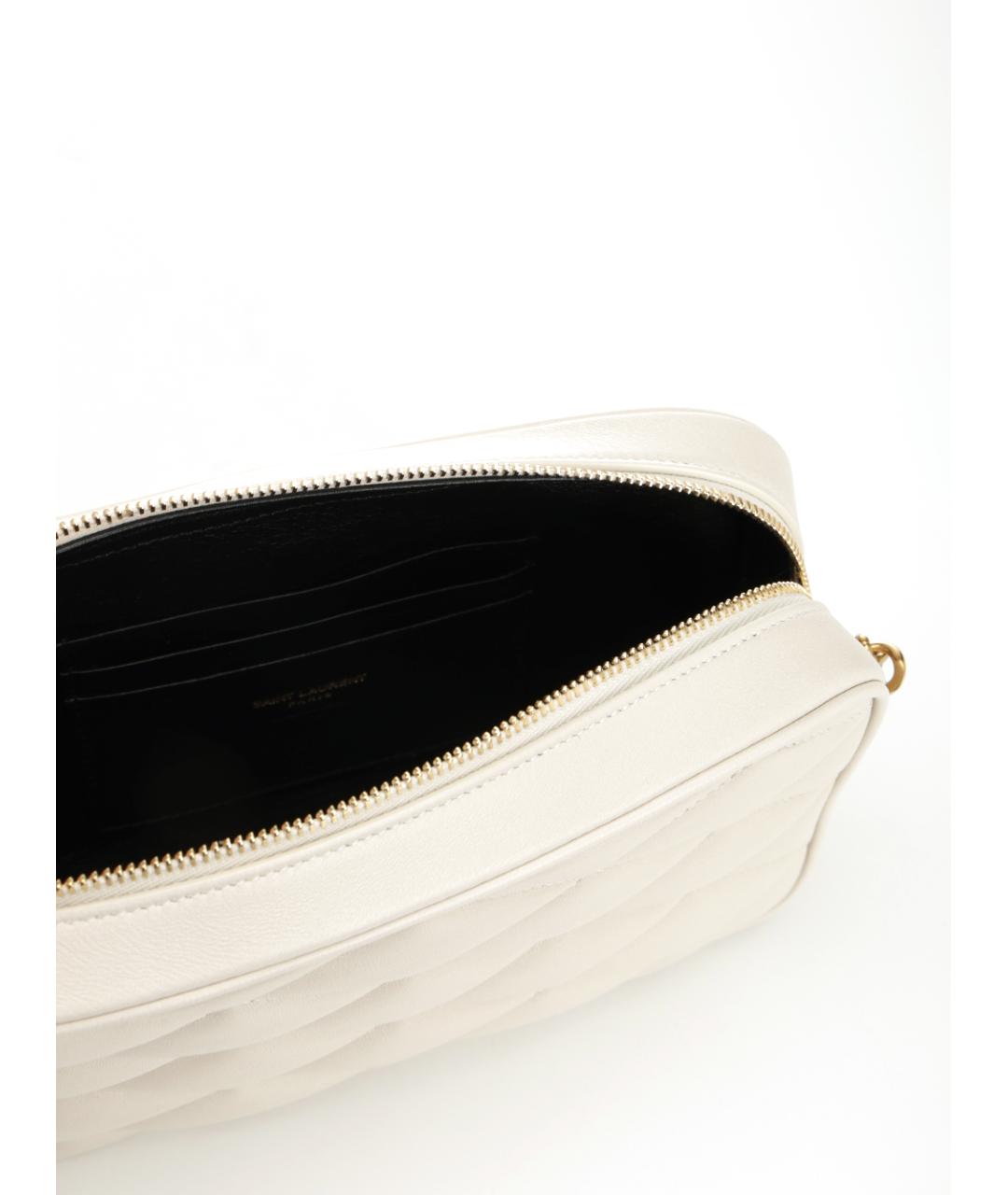 SAINT LAURENT Белая кожаная сумка через плечо, фото 4