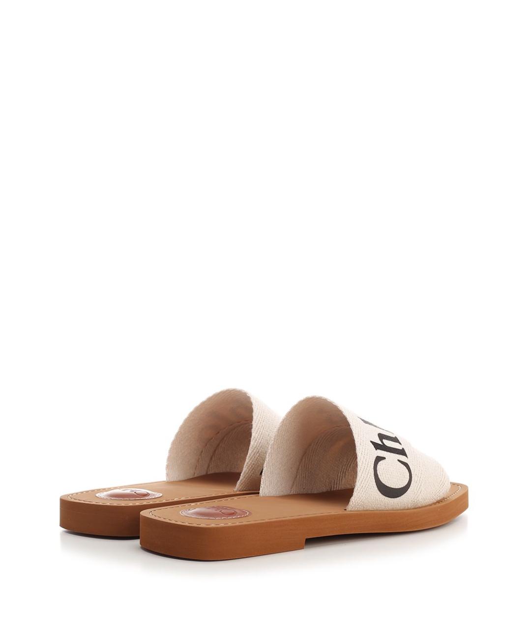 CHLOE Белые текстильные шлепанцы, фото 3