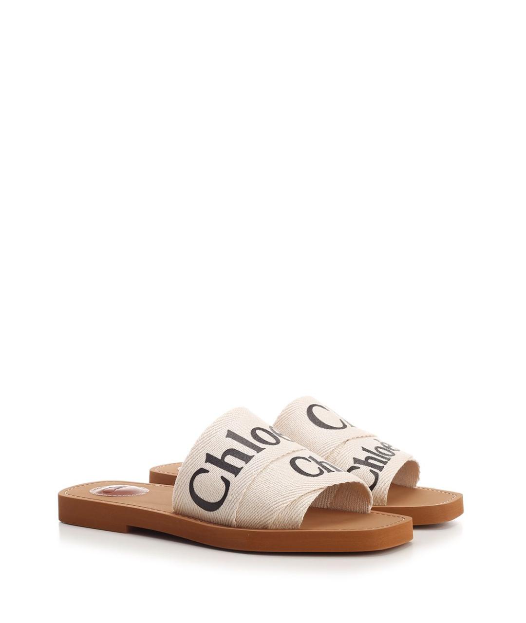 CHLOE Белые текстильные шлепанцы, фото 2