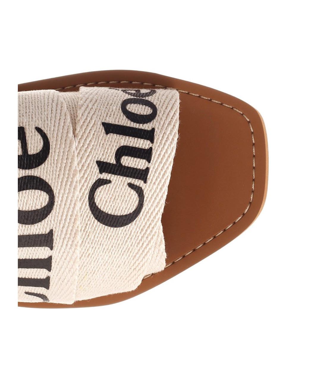 CHLOE Белые текстильные шлепанцы, фото 4