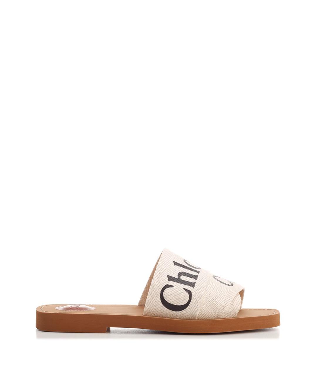 CHLOE Белые текстильные шлепанцы, фото 1