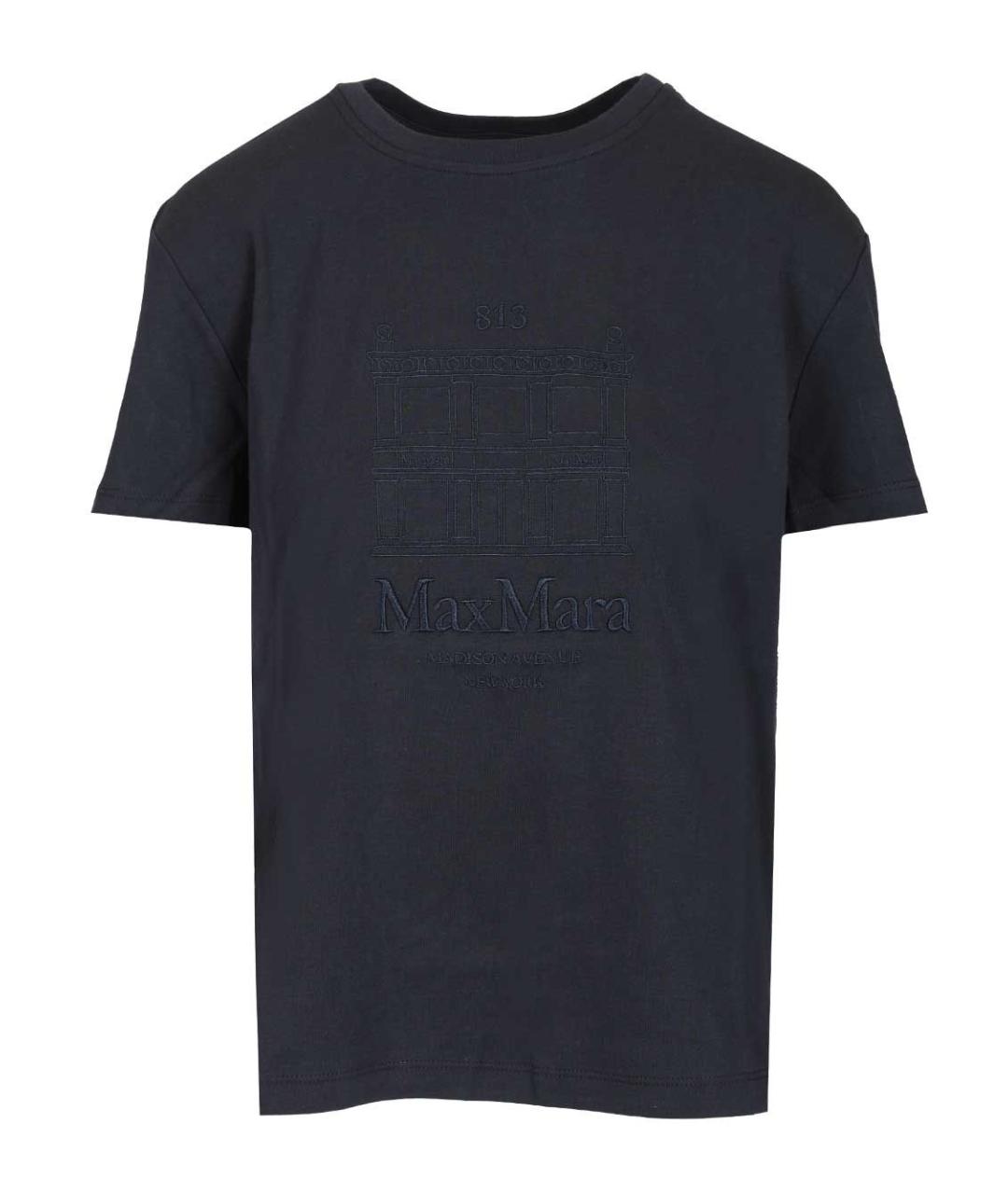 'S MAX MARA Темно-синяя хлопковая футболка, фото 1