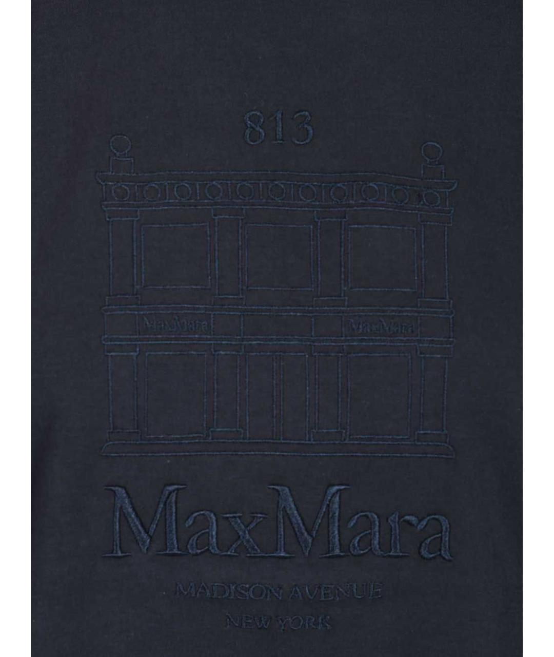 'S MAX MARA Темно-синяя хлопковая футболка, фото 4