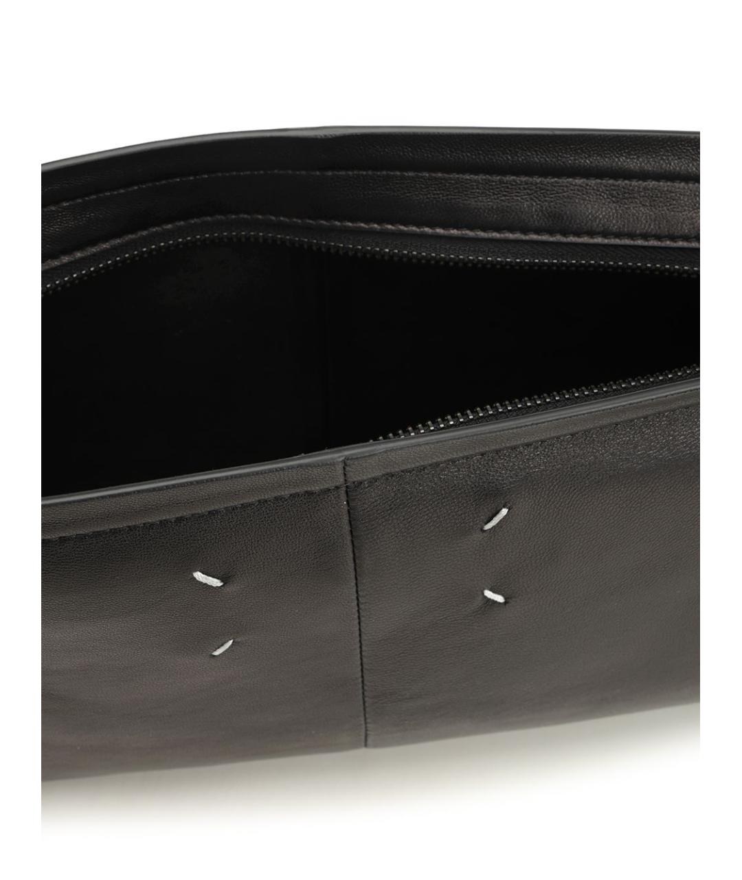 MAISON MARGIELA Черная кожаная сумка через плечо, фото 4