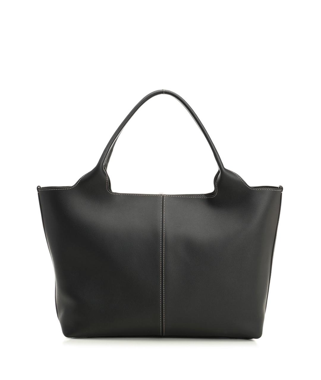 TOD'S Черная кожаная сумка тоут, фото 3