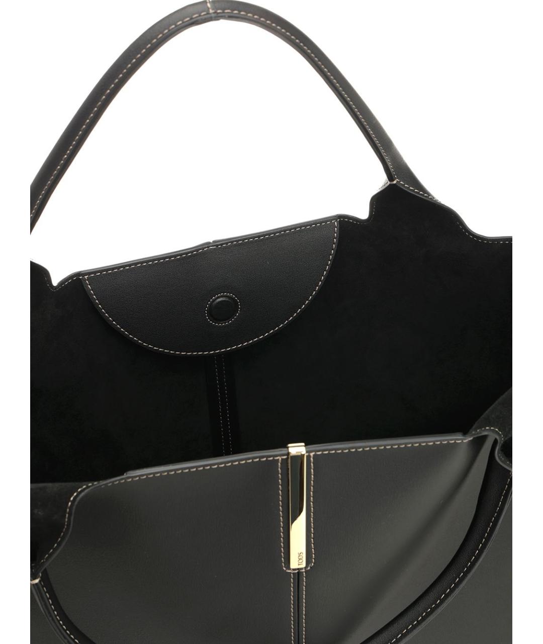 TOD'S Черная кожаная сумка тоут, фото 4