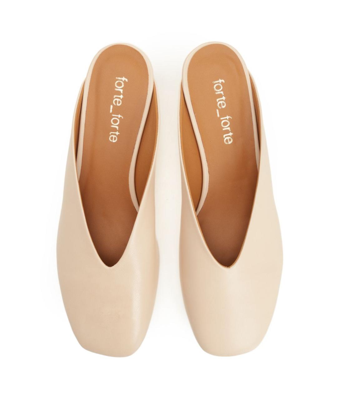 FORTE FORTE Бежевые кожаные мюли, фото 5