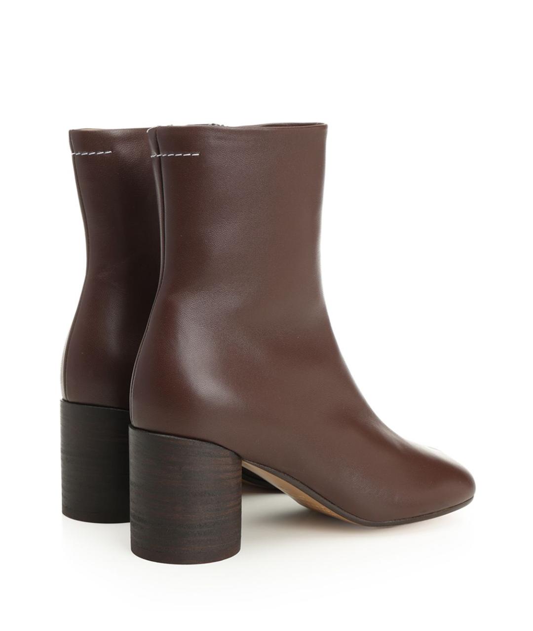 MM6 MAISON MARGIELA Коричневые кожаные ботильоны, фото 3