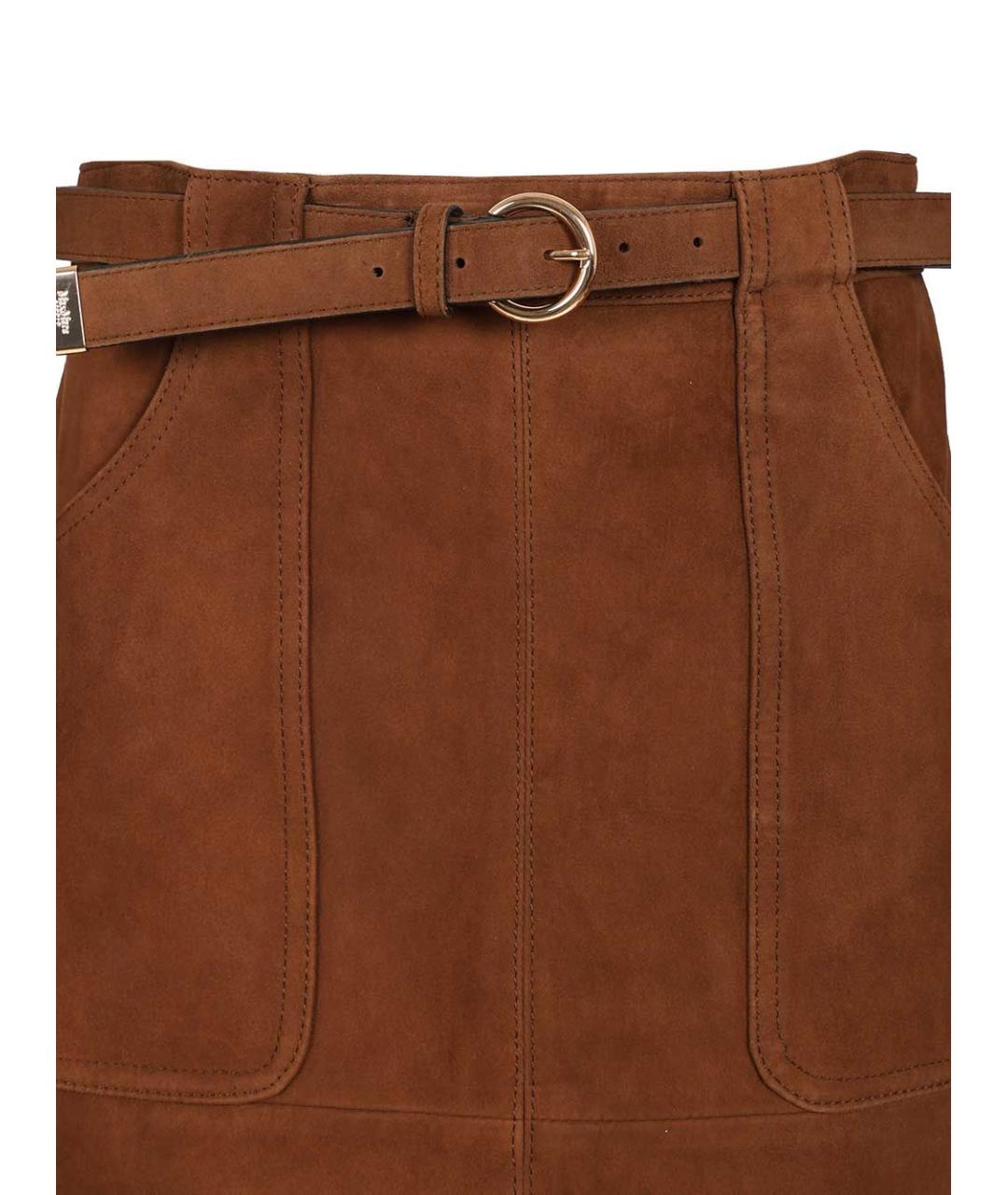 MAX MARA STUDIO Коричневая замшевая юбка миди, фото 4