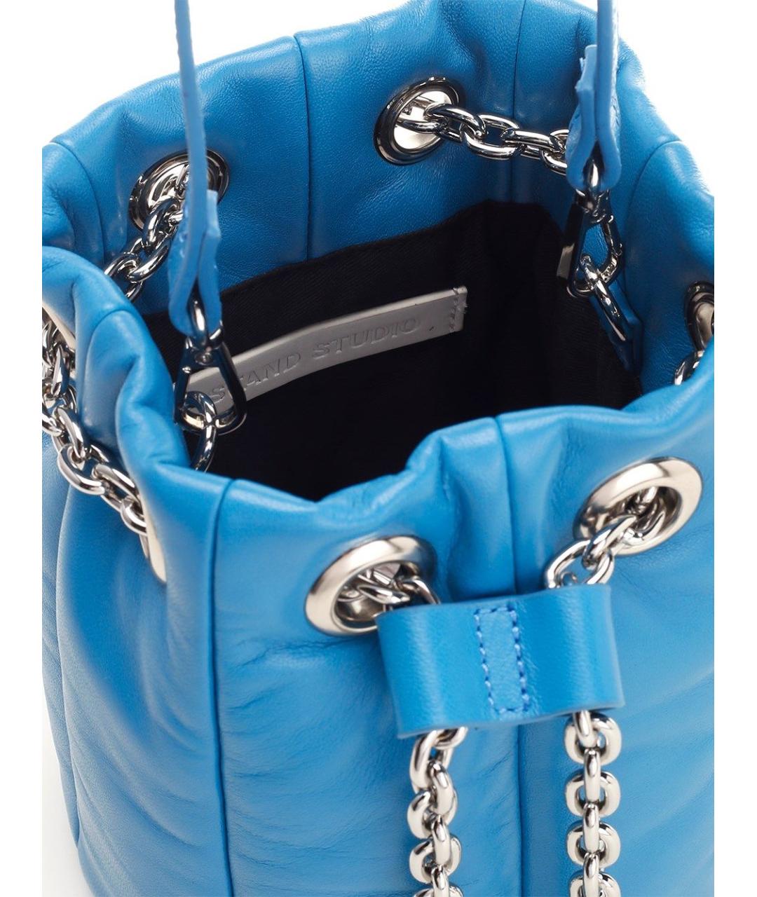 STAND STUDIO Синяя кожаная сумка через плечо, фото 4
