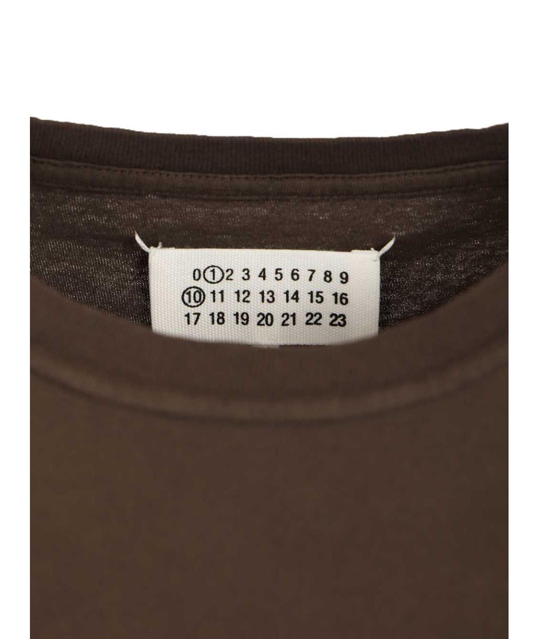 MAISON MARGIELA Коричневая хлопковая футболка, фото 4