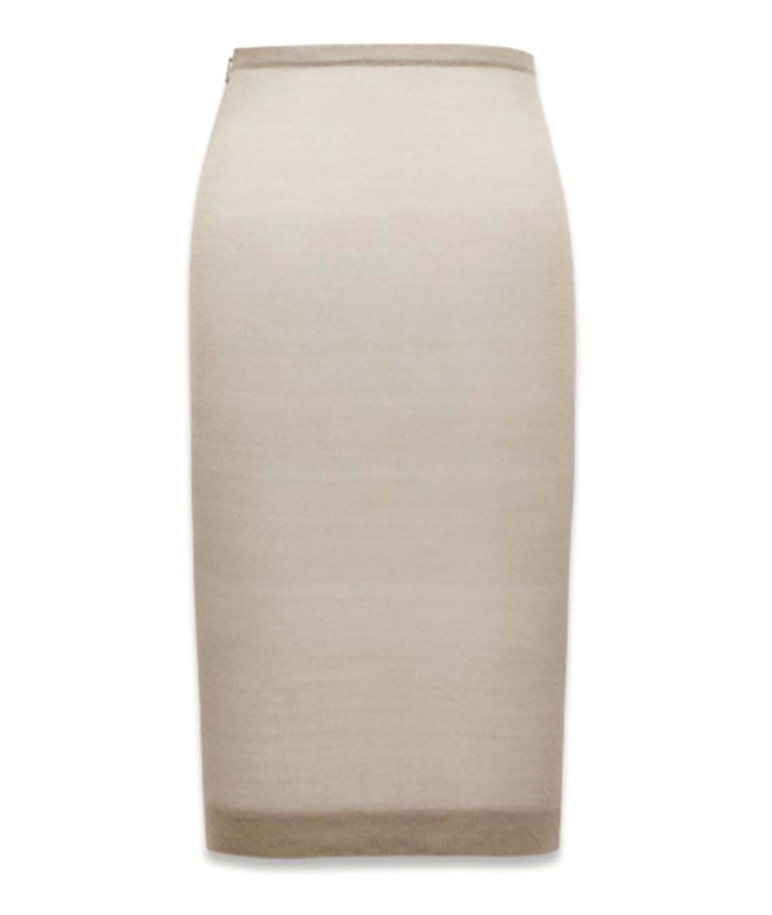 SAINT LAURENT Бежевая шелковая юбка миди, фото 2