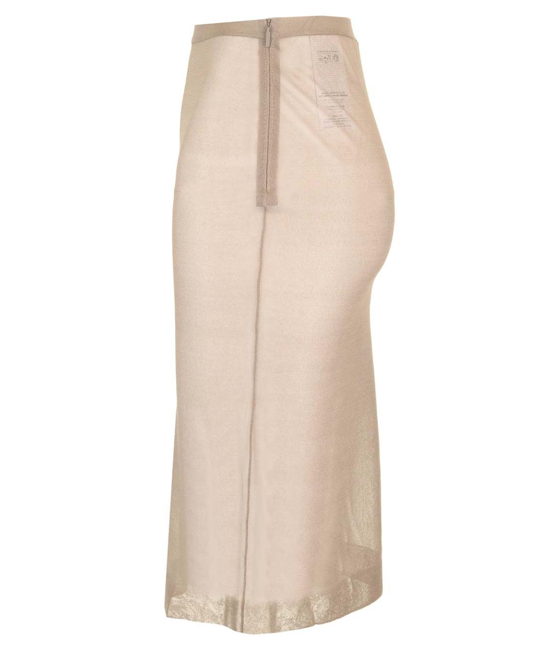 SAINT LAURENT Бежевая шелковая юбка миди, фото 3
