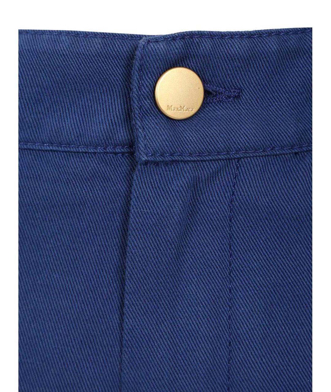 'S MAX MARA Синие хлопковые прямые брюки, фото 4