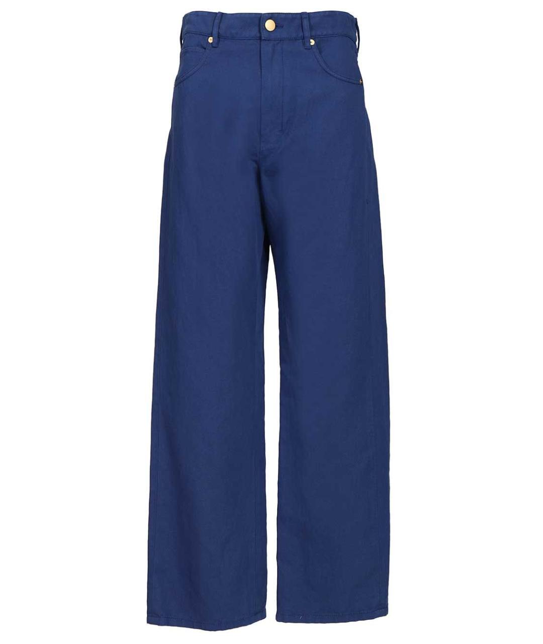 'S MAX MARA Синие хлопковые прямые брюки, фото 1