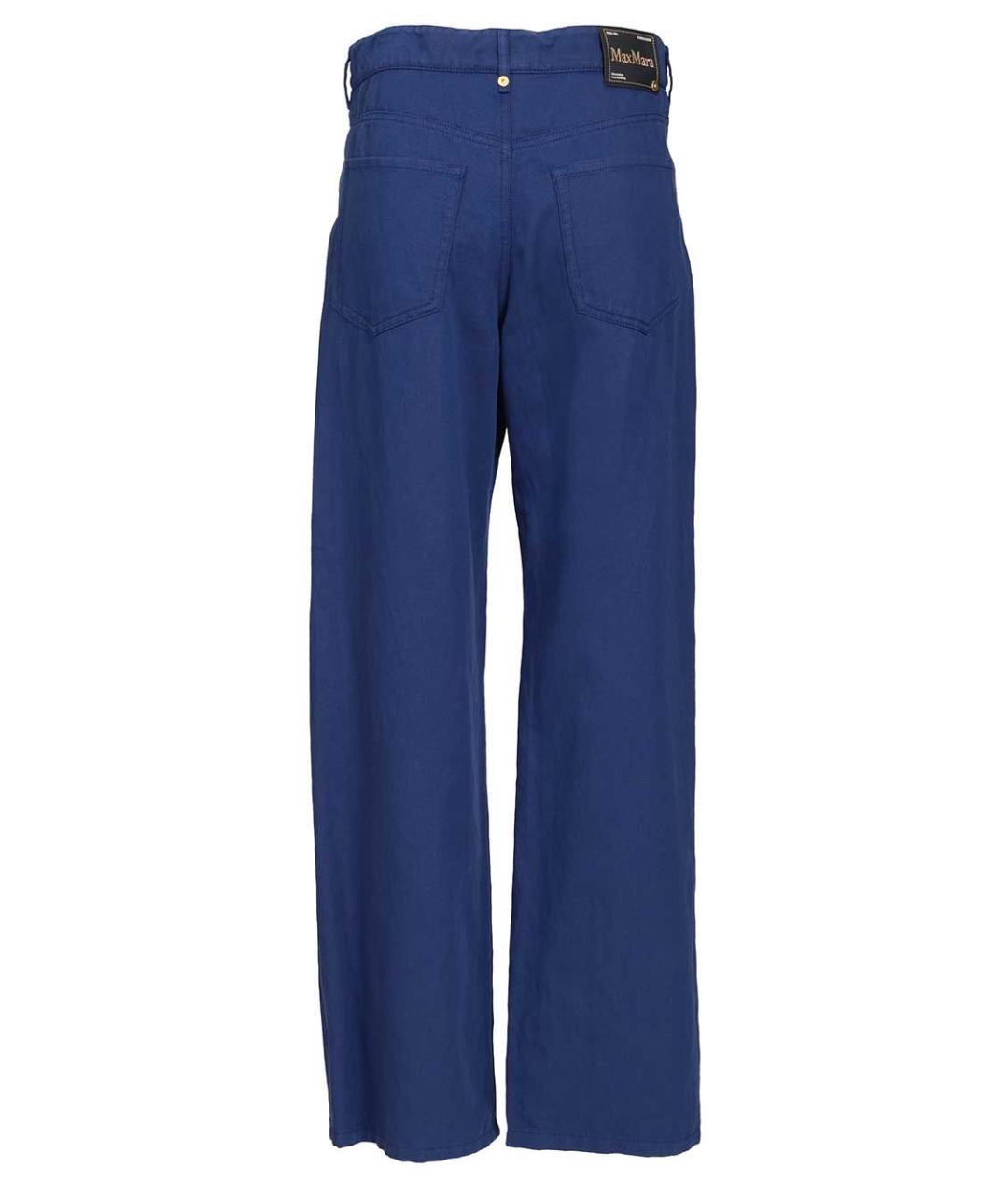 'S MAX MARA Синие хлопковые прямые брюки, фото 2