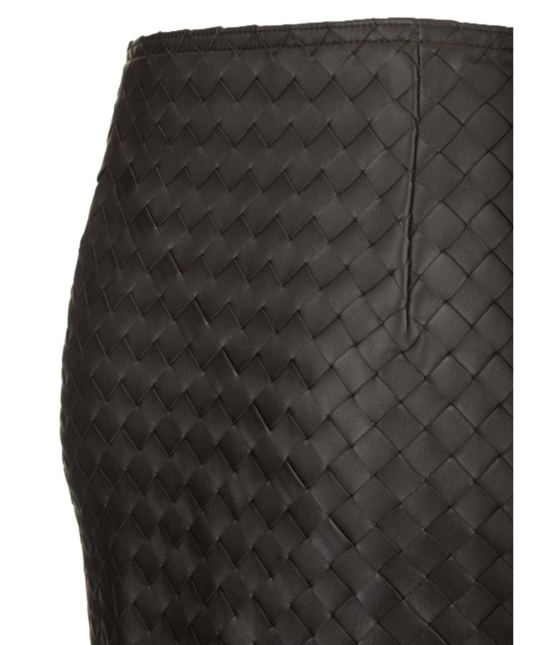 BOTTEGA VENETA Коричневая кожаная юбка миди, фото 4