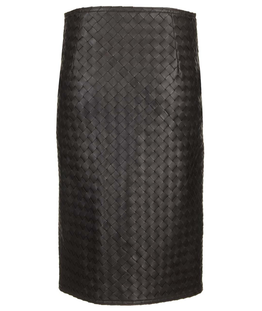 BOTTEGA VENETA Коричневая кожаная юбка миди, фото 2