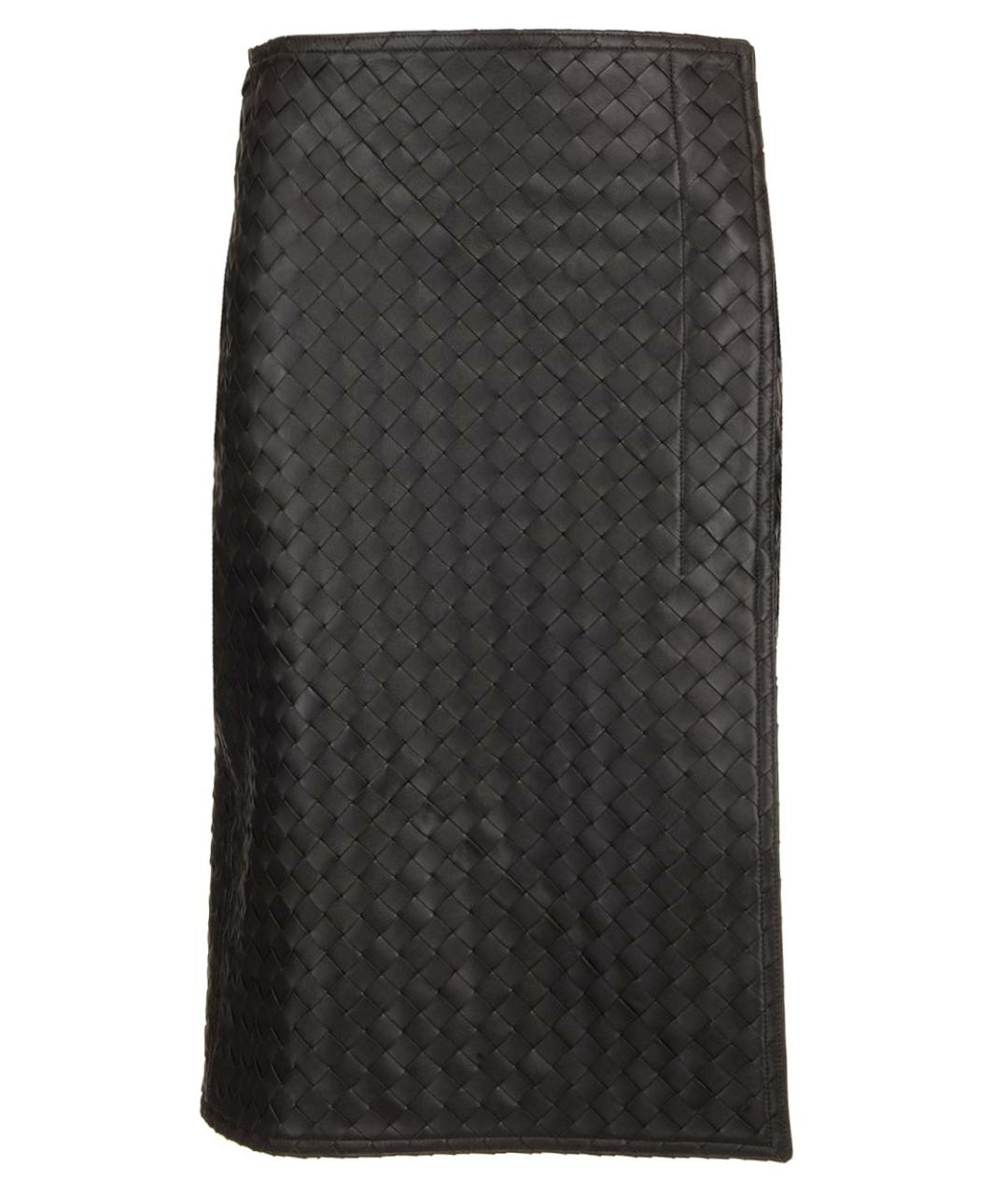 BOTTEGA VENETA Коричневая кожаная юбка миди, фото 1
