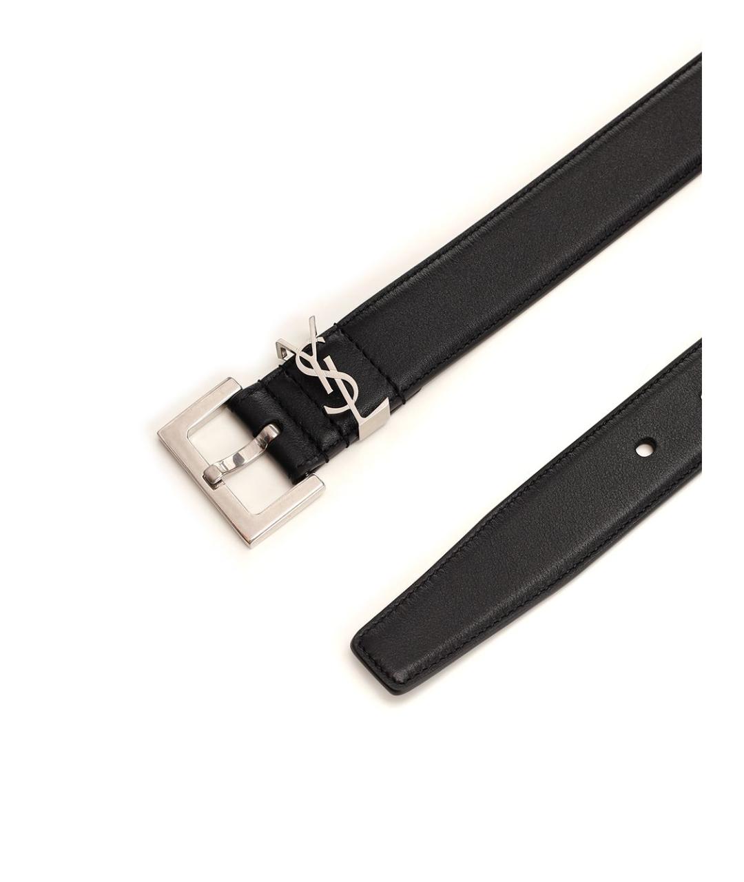 SAINT LAURENT Черный кожаный ремень, фото 2