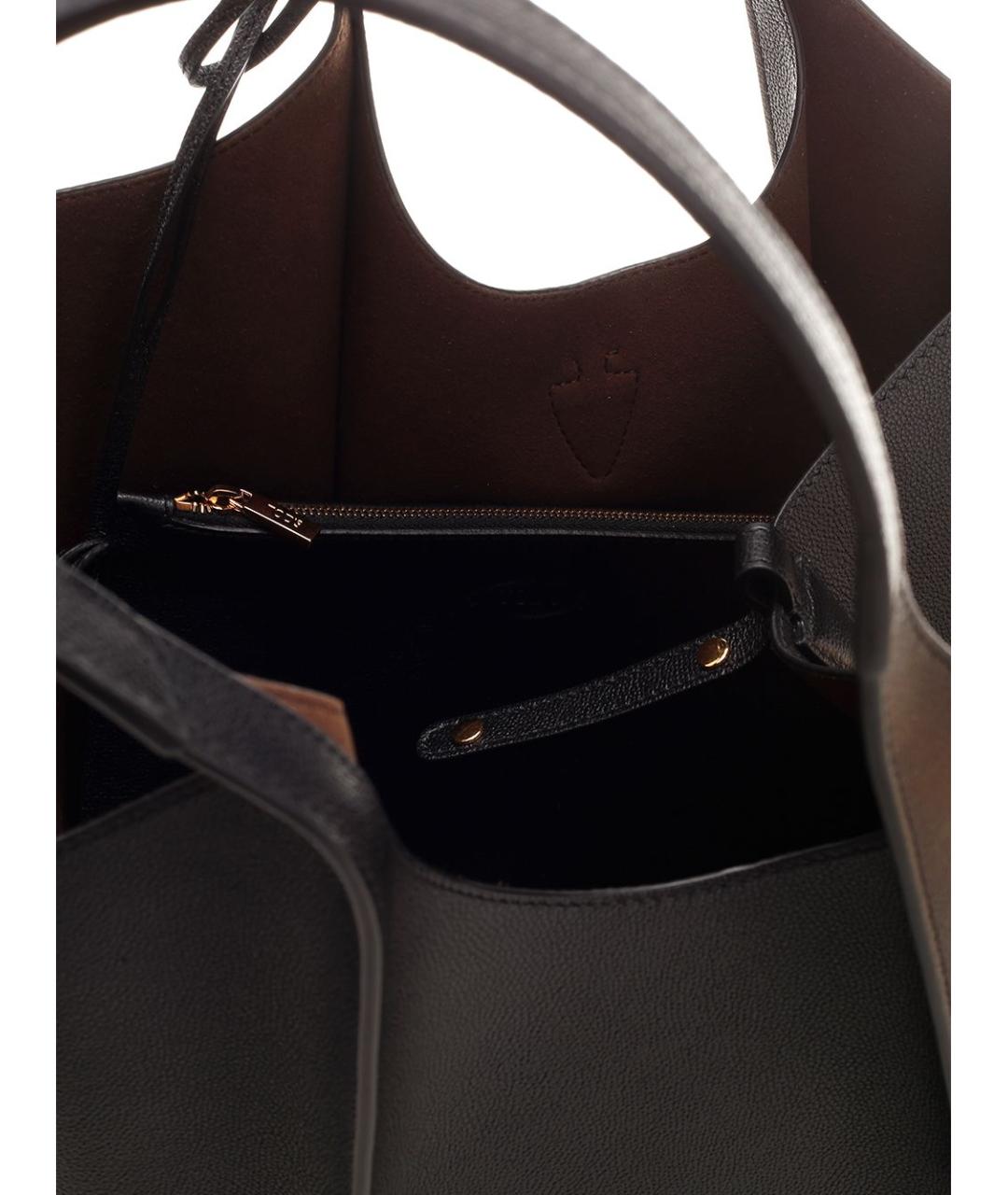 TOD'S Черная кожаная сумка тоут, фото 4