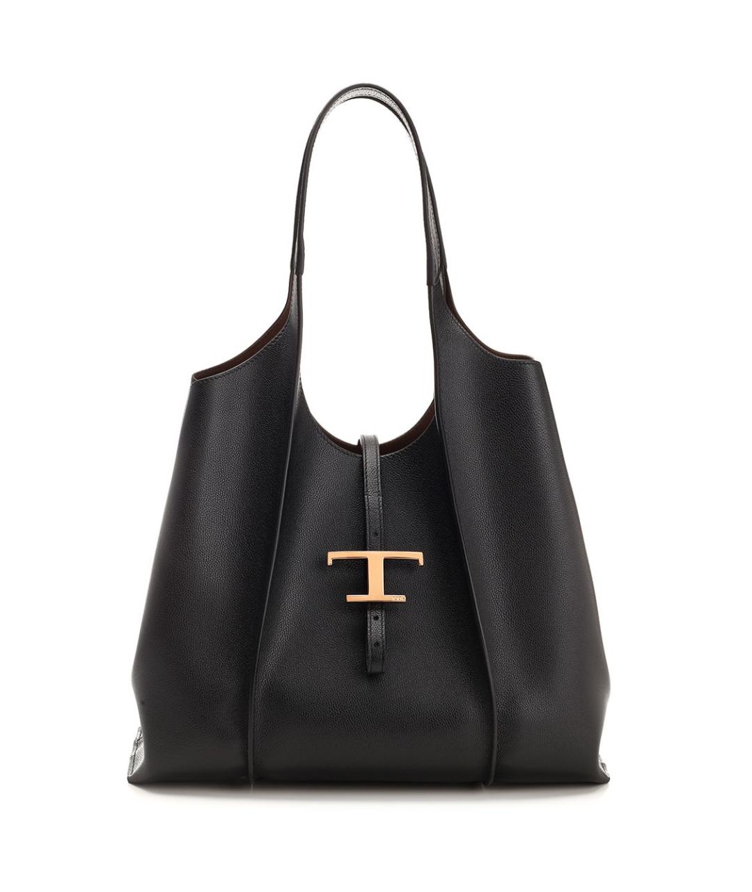 TOD'S Черная кожаная сумка тоут, фото 1