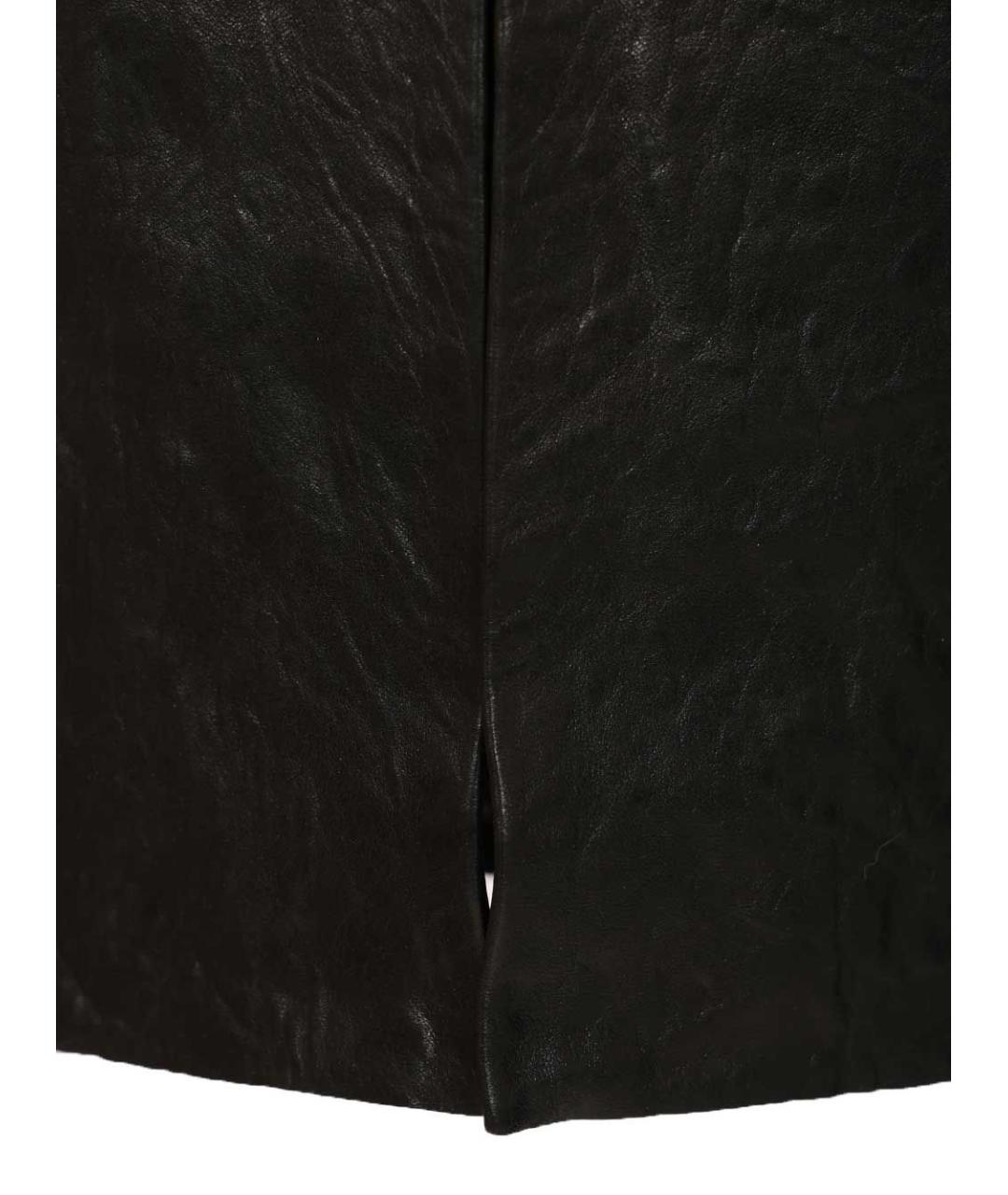 RICK OWENS Черная кожаная юбка миди, фото 5