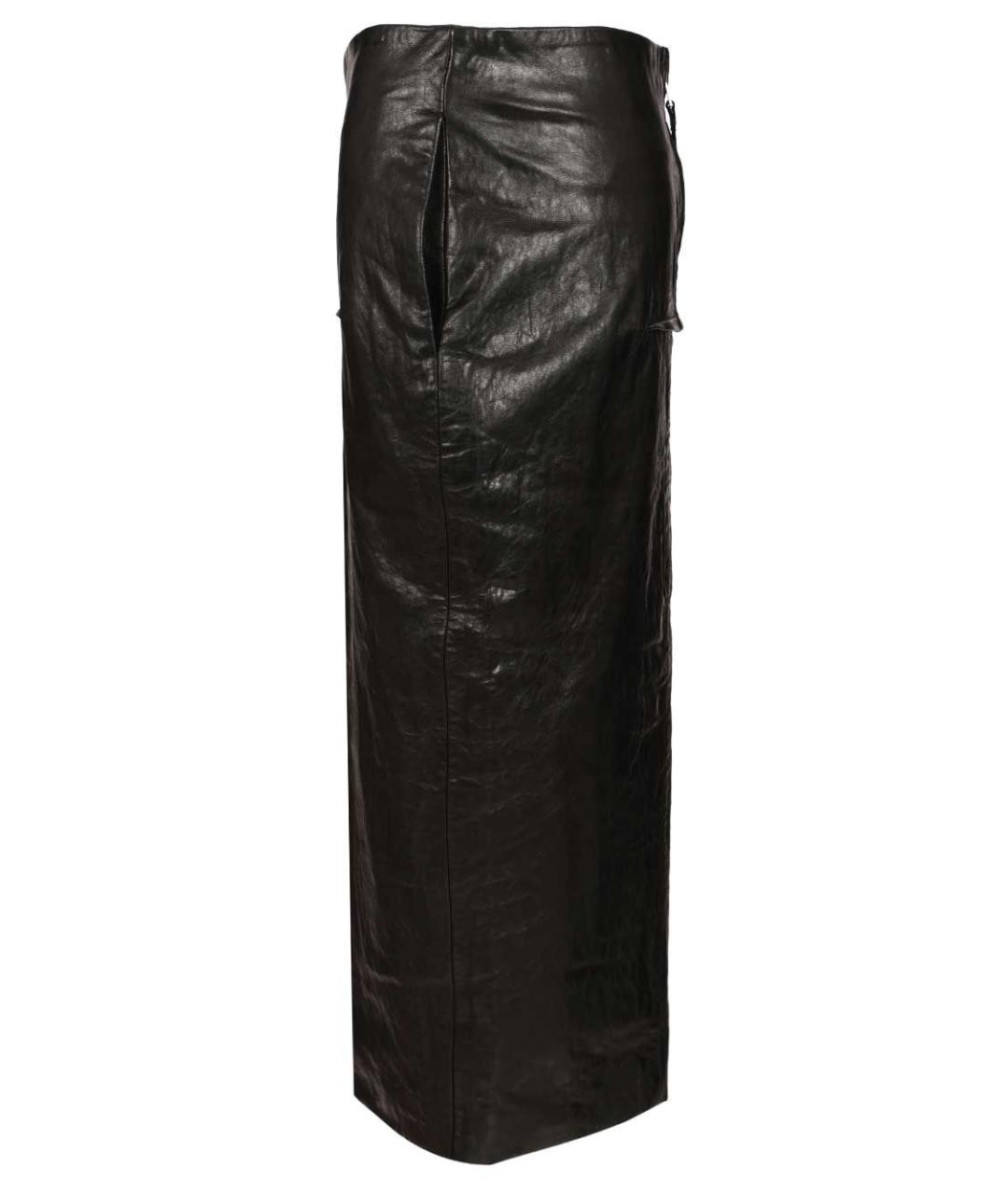 RICK OWENS Черная кожаная юбка миди, фото 3