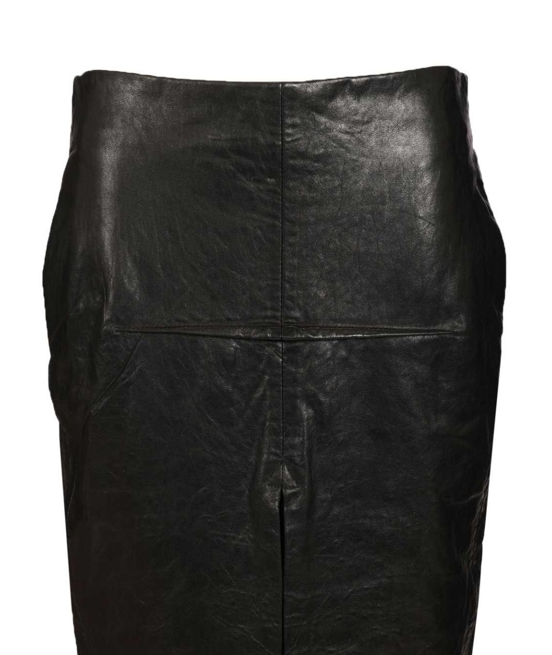 RICK OWENS Черная кожаная юбка миди, фото 4