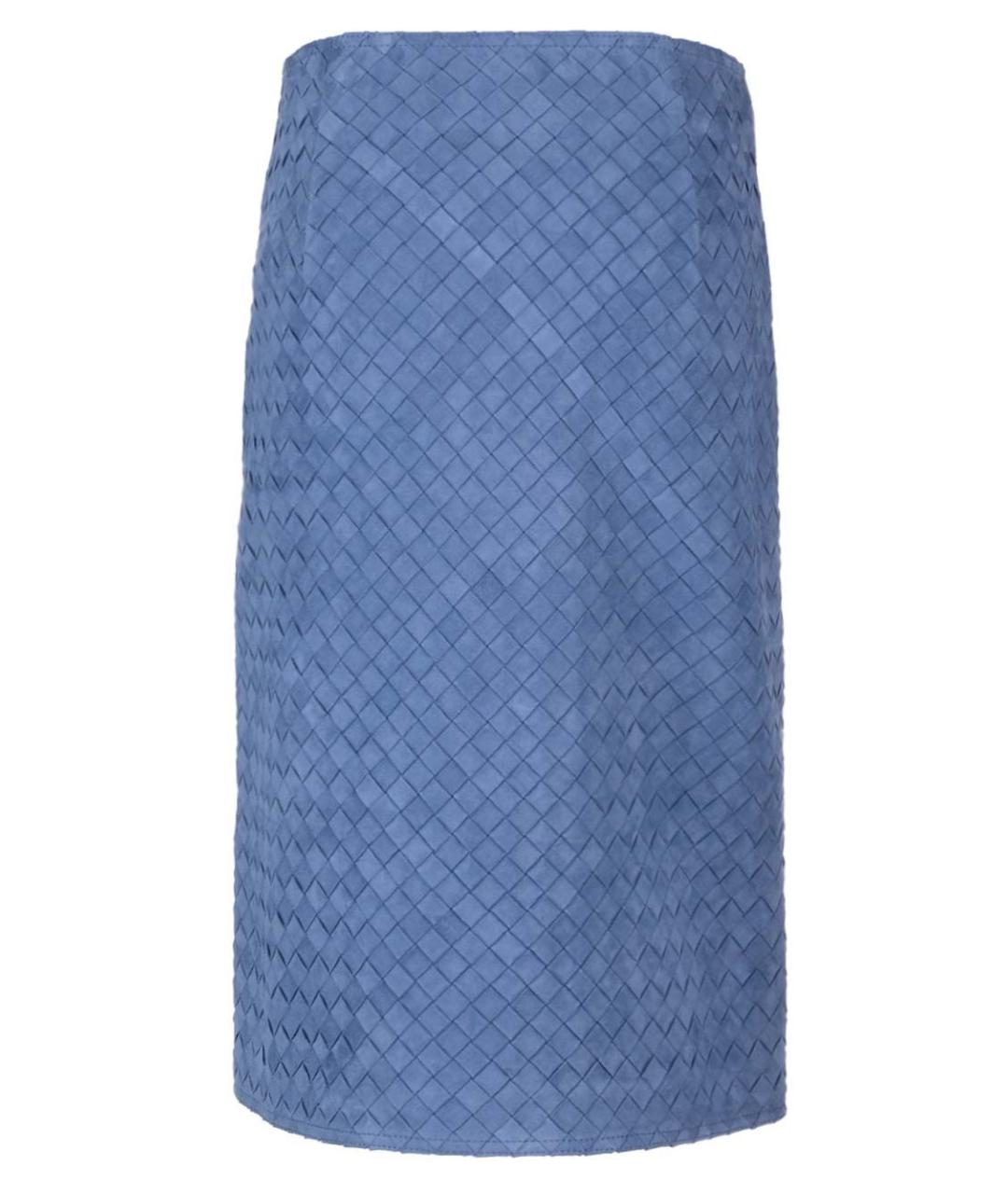 BOTTEGA VENETA Голубая кожаная юбка миди, фото 2