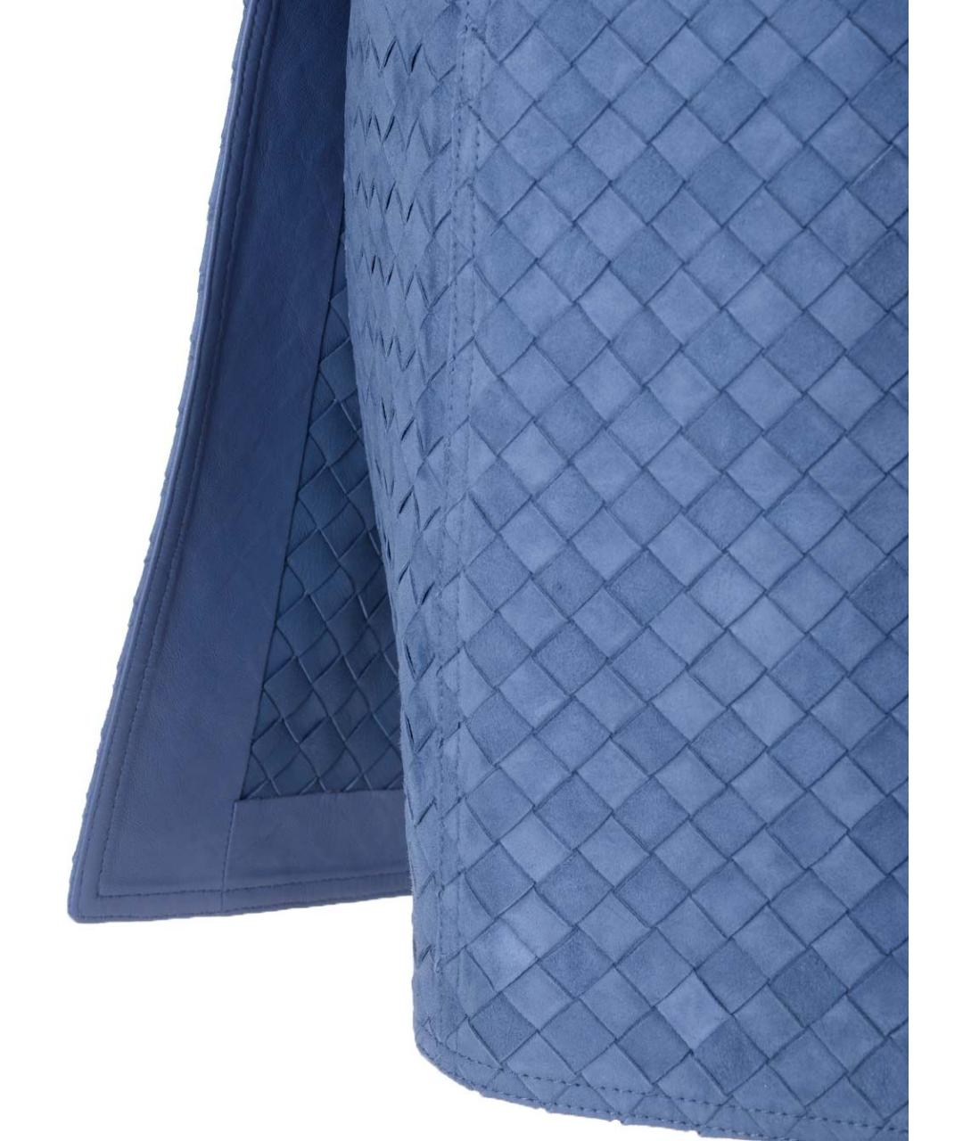 BOTTEGA VENETA Голубая кожаная юбка миди, фото 4