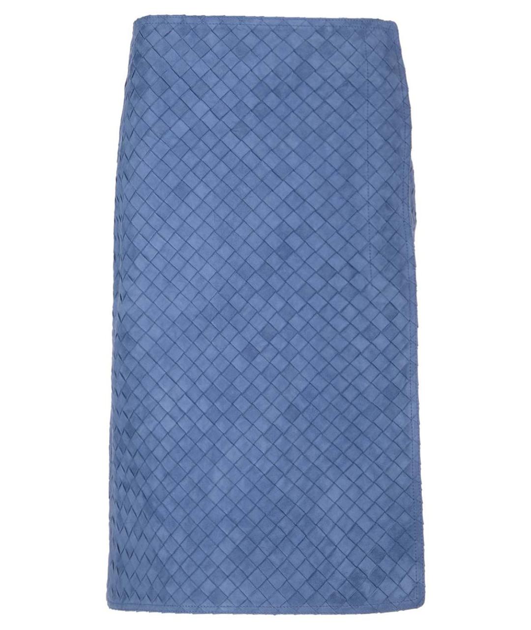 BOTTEGA VENETA Голубая кожаная юбка миди, фото 1
