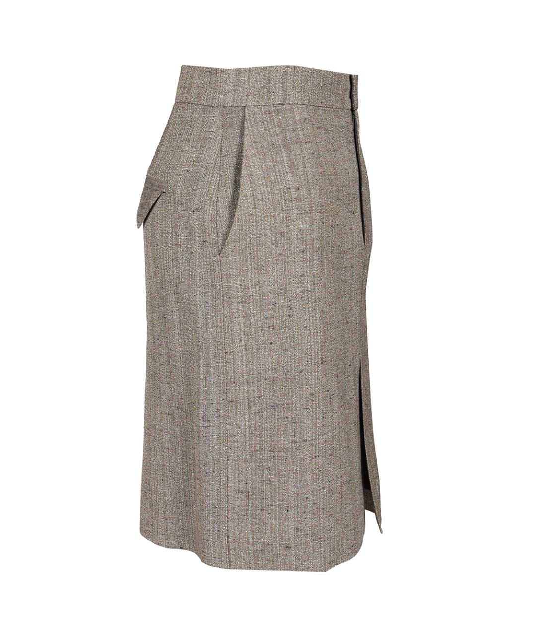 BOTTEGA VENETA Бежевая вискозная юбка миди, фото 3