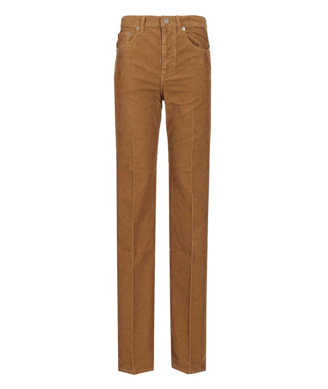 SAINT LAURENT Коричневые хлопковые прямые джинсы, фото 1