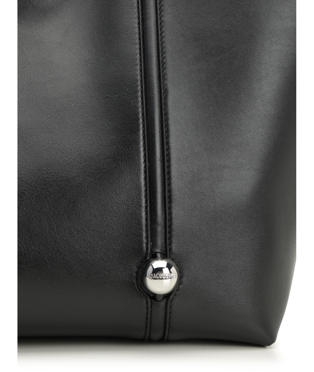 JACQUEMUS Черная кожаная сумка тоут, фото 5