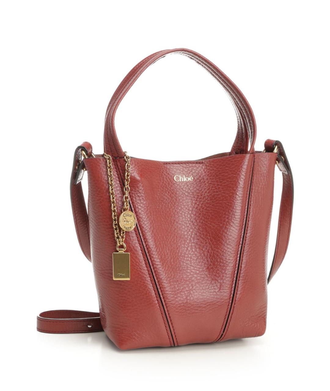CHLOE Красная кожаная сумка с короткими ручками, фото 2