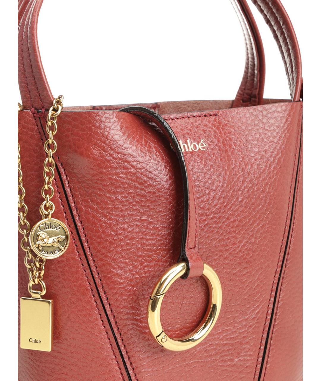 CHLOE Красная кожаная сумка с короткими ручками, фото 5