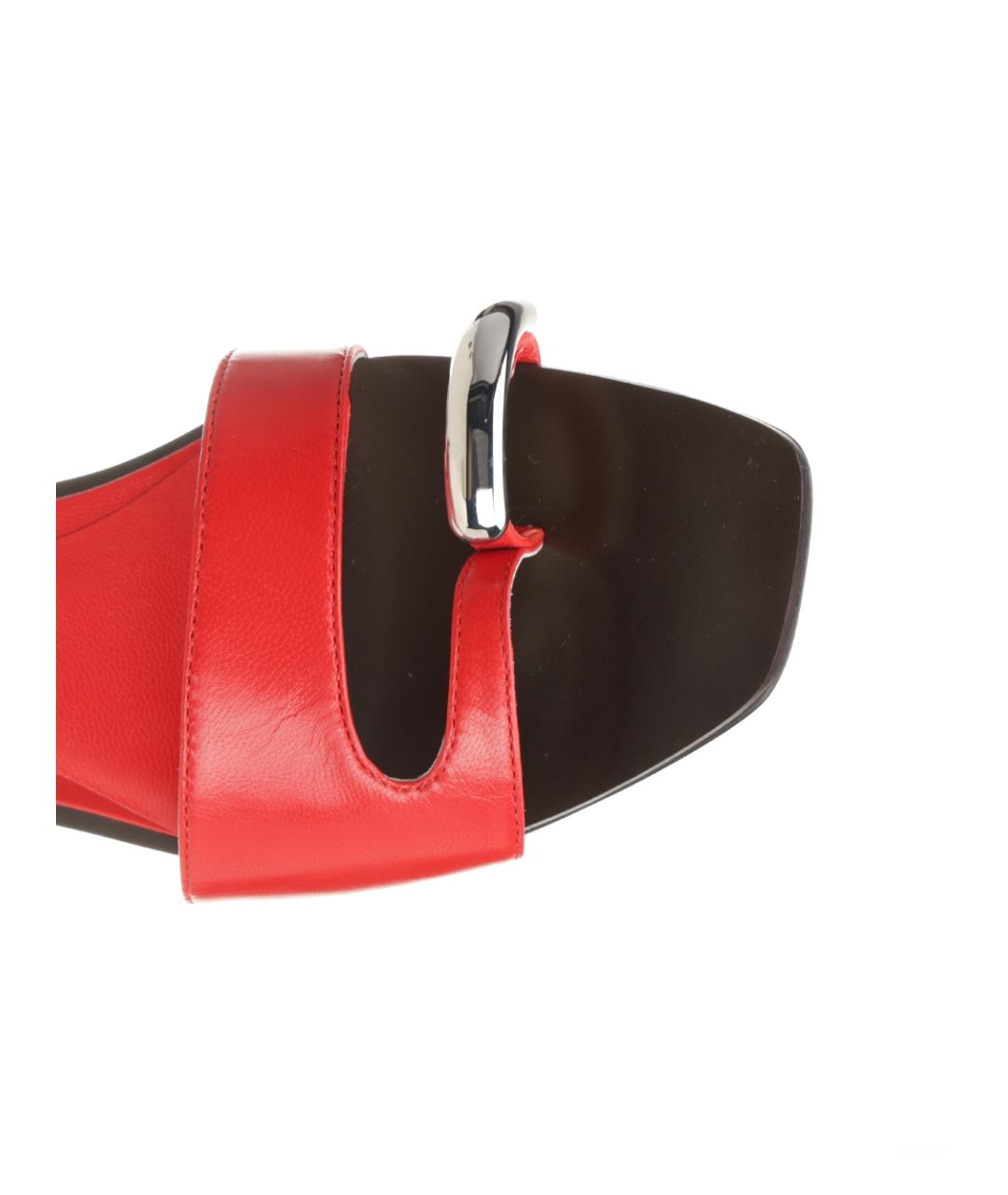 TORY BURCH Красные кожаные шлепанцы, фото 4