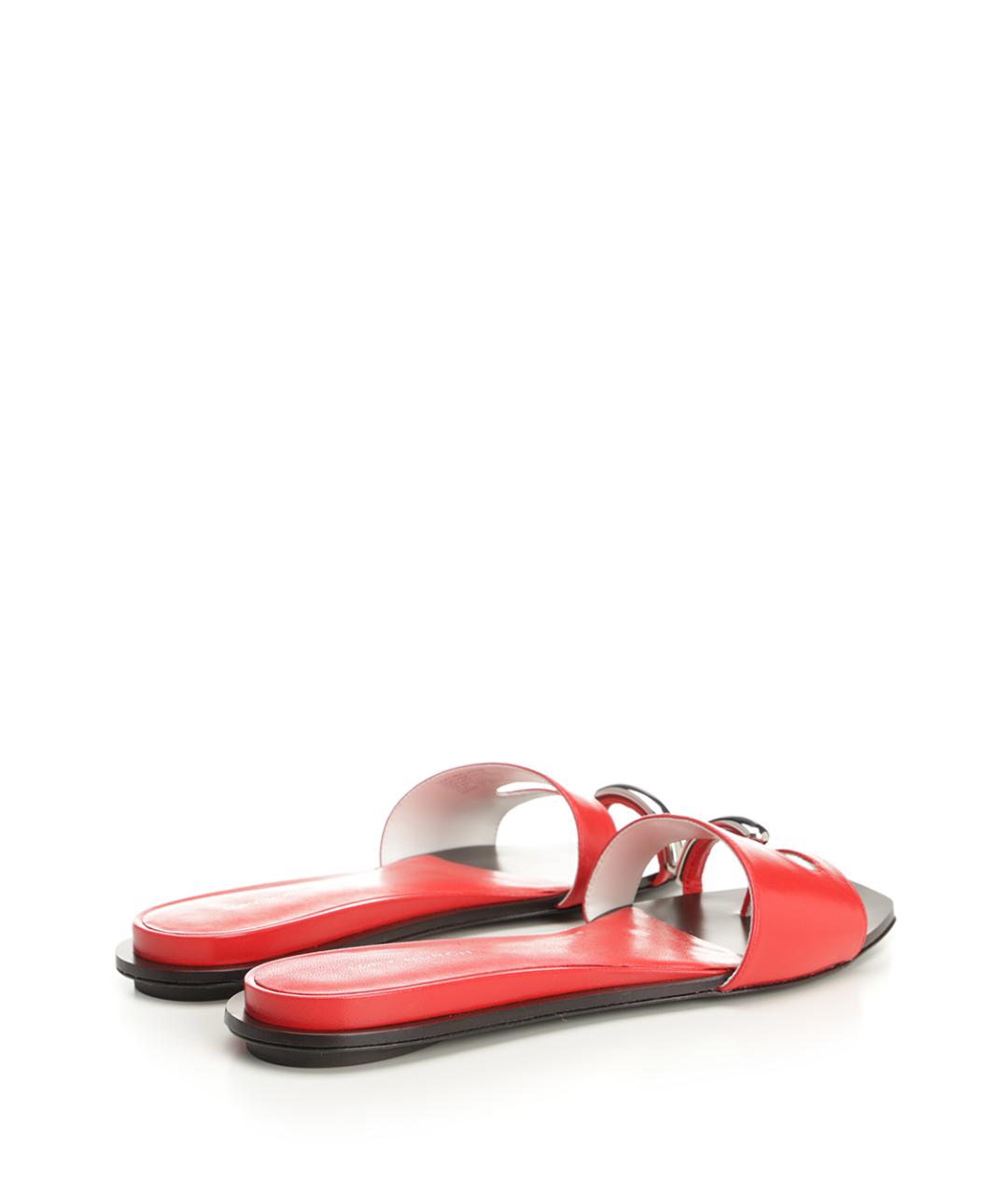 TORY BURCH Красные кожаные шлепанцы, фото 3