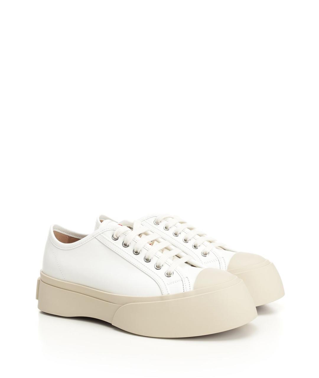 MARNI Белые кожаные кроссовки, фото 2