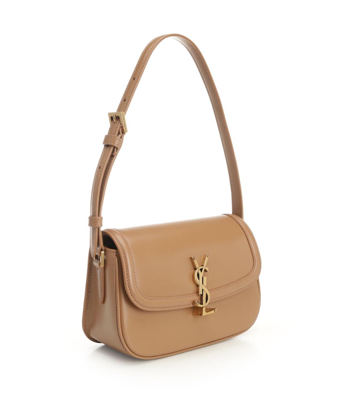 SAINT LAURENT Бежевая кожаная сумка через плечо, фото 2