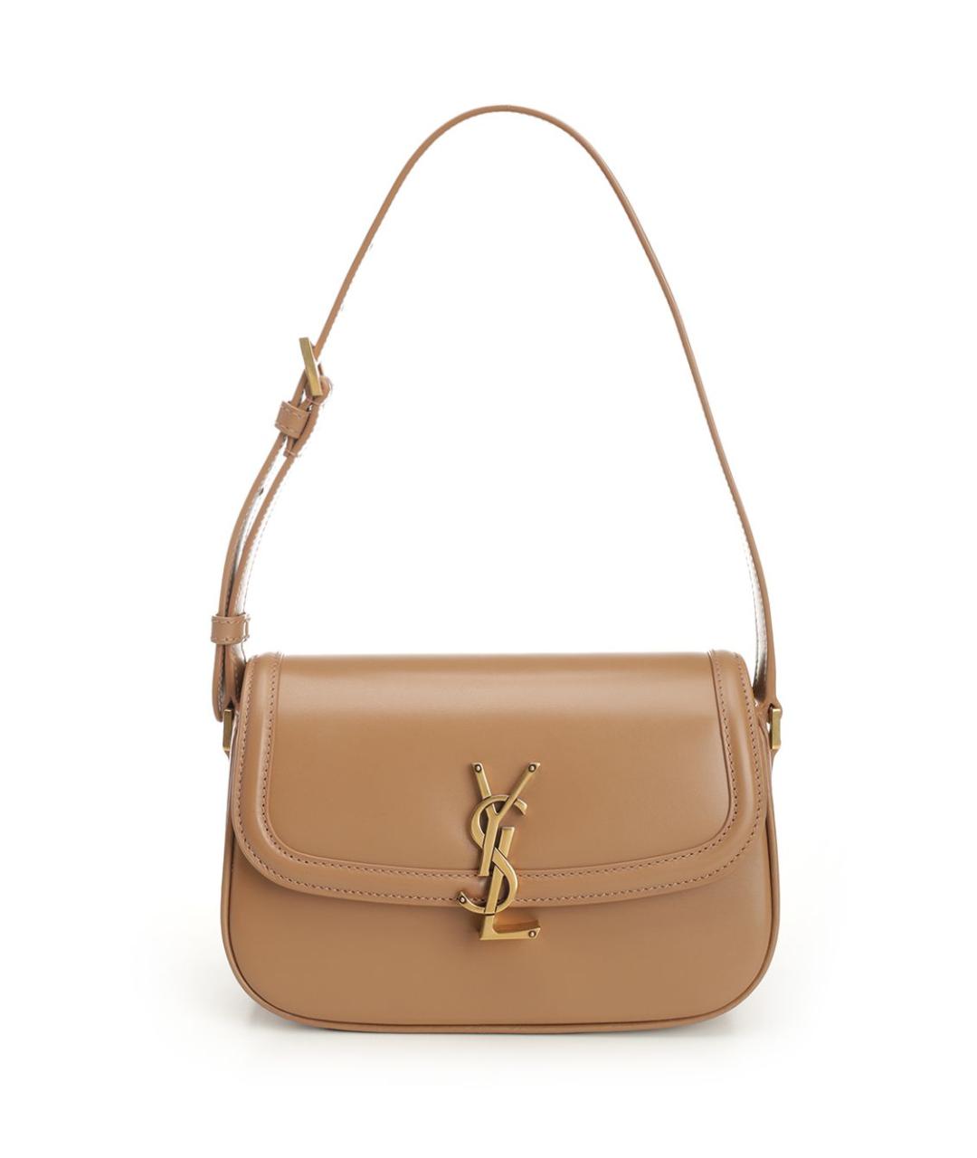 SAINT LAURENT Бежевая кожаная сумка через плечо, фото 1