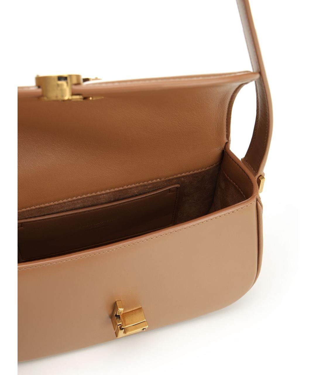 SAINT LAURENT Бежевая кожаная сумка через плечо, фото 4