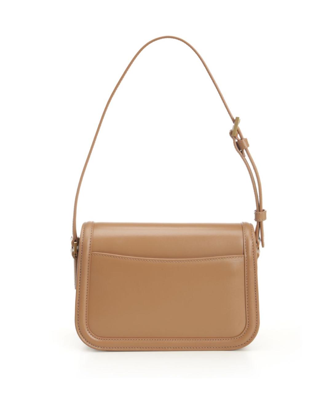 SAINT LAURENT Бежевая кожаная сумка через плечо, фото 3